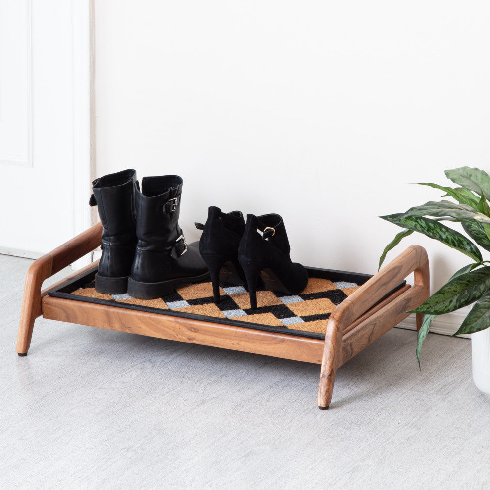 Single-Tier Natural Stand With 2-Pair Rubber Boot Tray Mt. Tam