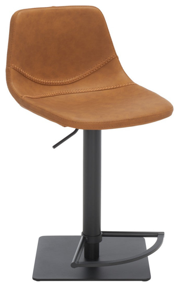 Safavieh Kynlee Gas Lift Bar Stool, Cognac/Black