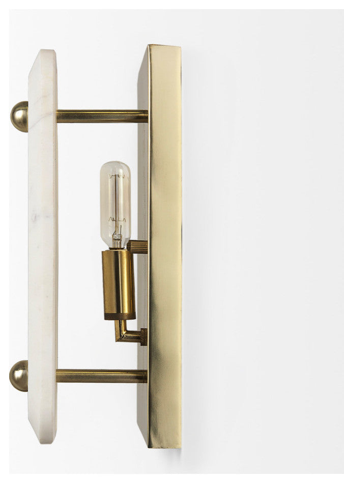 Stein 5Lx6W Gold With White Marble Shade Wall Sconce