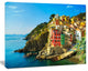 Riomaggiore Village Rocky Beach, Seascape Canvas Art Print, 20"x12"