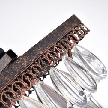 4-Light Antique Bronze Rectangular Crystal Chandelier Dining Room Fixture Glam