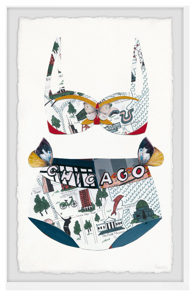 "Trendy Chicago Bikini" Framed Painting Print, 8x12