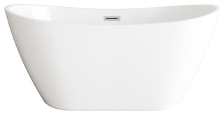 Igor 59" Soaking Bathtub, Glossy White With Brushed Nickel Trim