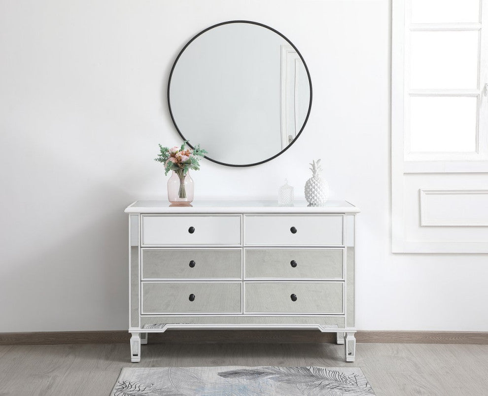 Calum 48" Mirrored Cabinet, Antique White