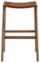 Saoirse Faux Leather Wood Bar Stool, Set of 2, Walnut Brown