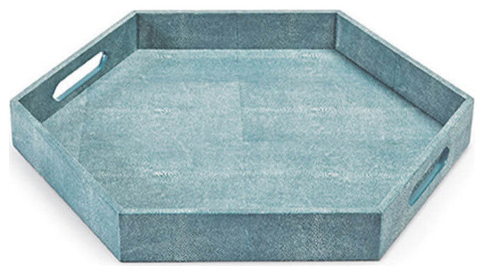 Shagreen Hex Tray, Turquoise