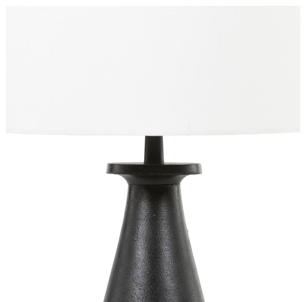 Innes Table Lamp Matte Black Cast Aluminum, White Silk