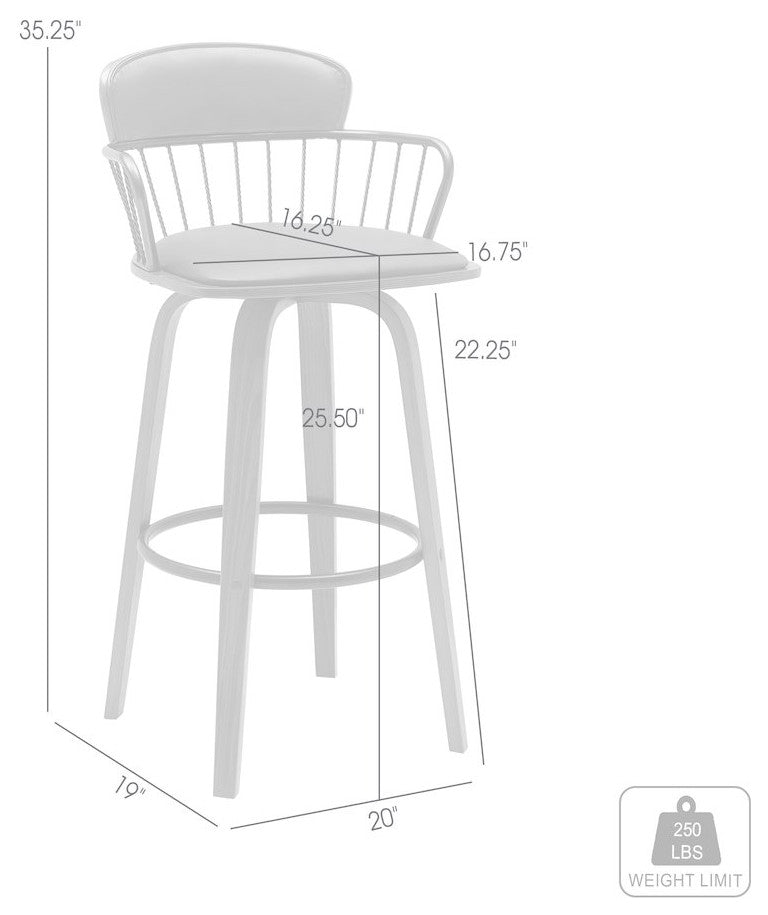 Willow Upholstered Wood Swivel Bar or Counter Stool