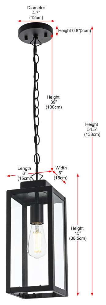 Home Living 6" Outdoor Pendant, Black