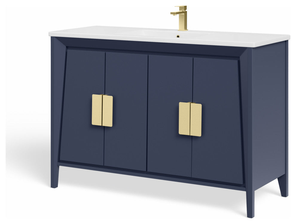 The Gellar Bathroom Vanity, Blue, 48", Single Sink, Freestanding