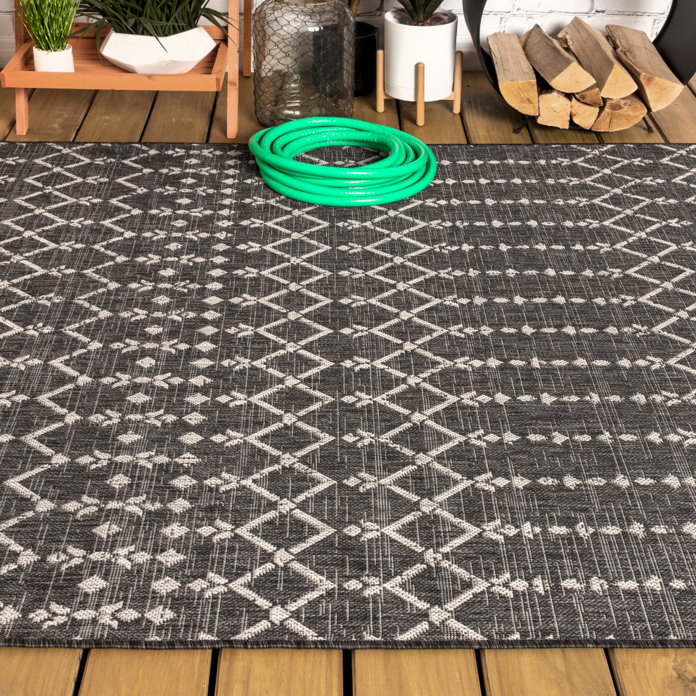 Ourika Moroccan Geometric Textured Weave Indoor/Outdoor Area Rug