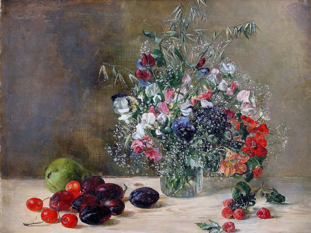 Tile Mural, Still Life With Flowers and Fruits By Anna Munthe-Norstedt Glossy