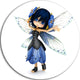 Fairy Blue Woman With Wings, Portrait Painting Round Wall Art, 11"