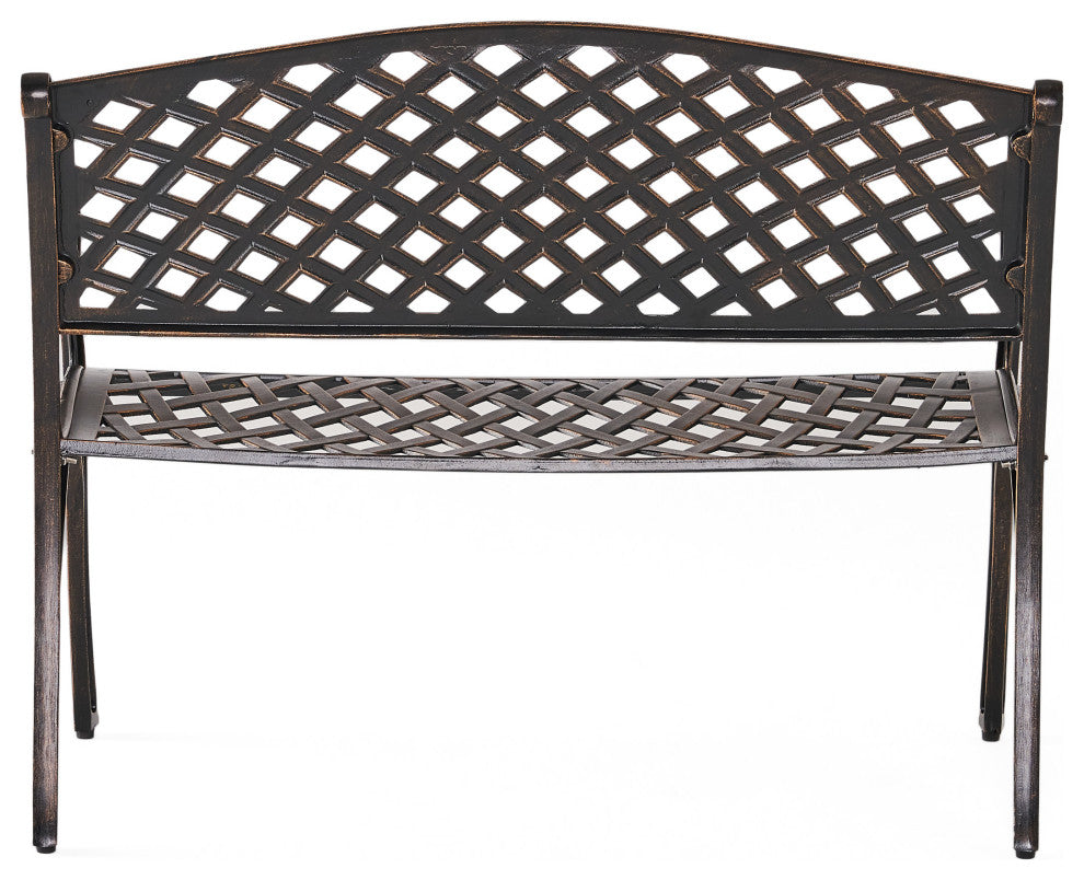 GDF Studio Eastwood Antique Copper Cast Aluminum Garden Bench