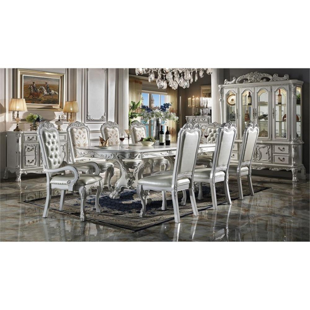 ACME Dresden Wooden Dining Table with Claw Legs in Bone White