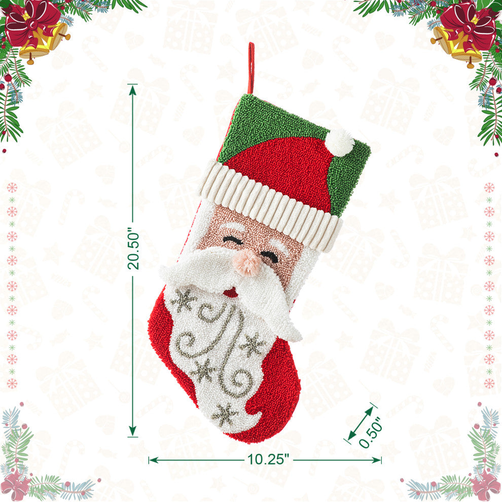20.5"L Hooked Stocking, Santa