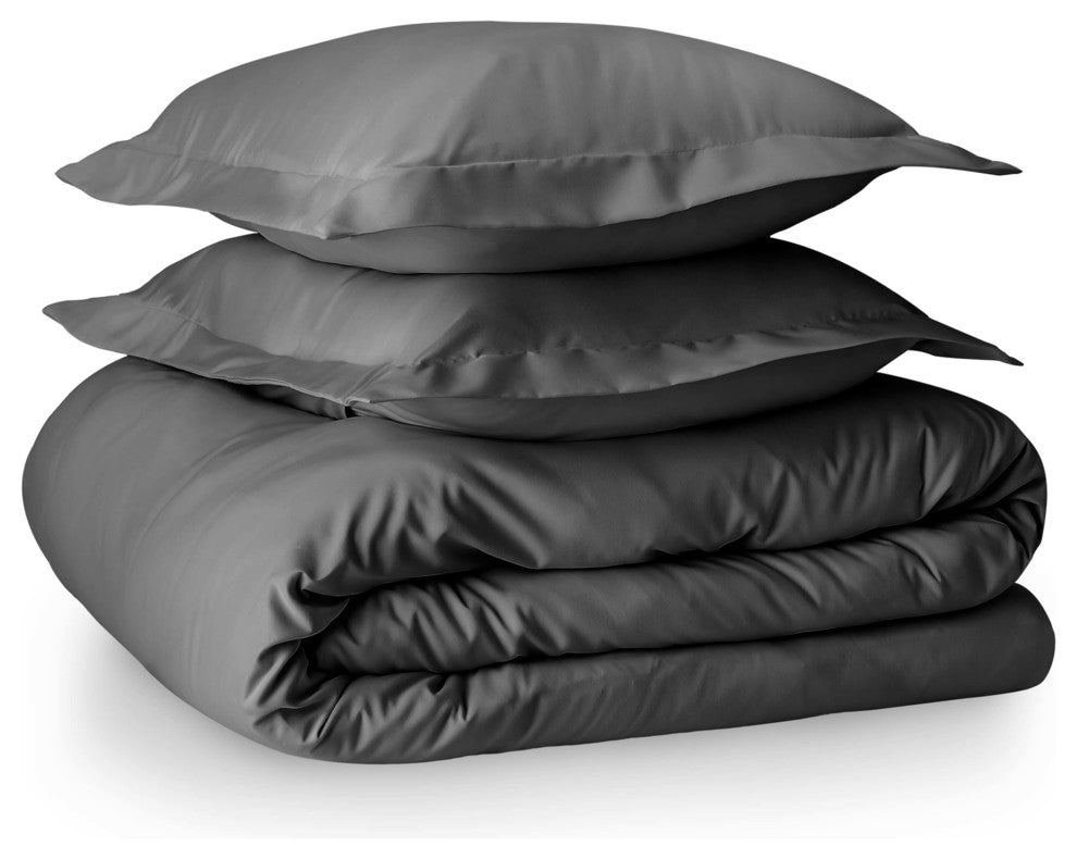 Bare Home Microfiber Duvet Insert & Duvet Cover Set, Gray, King
