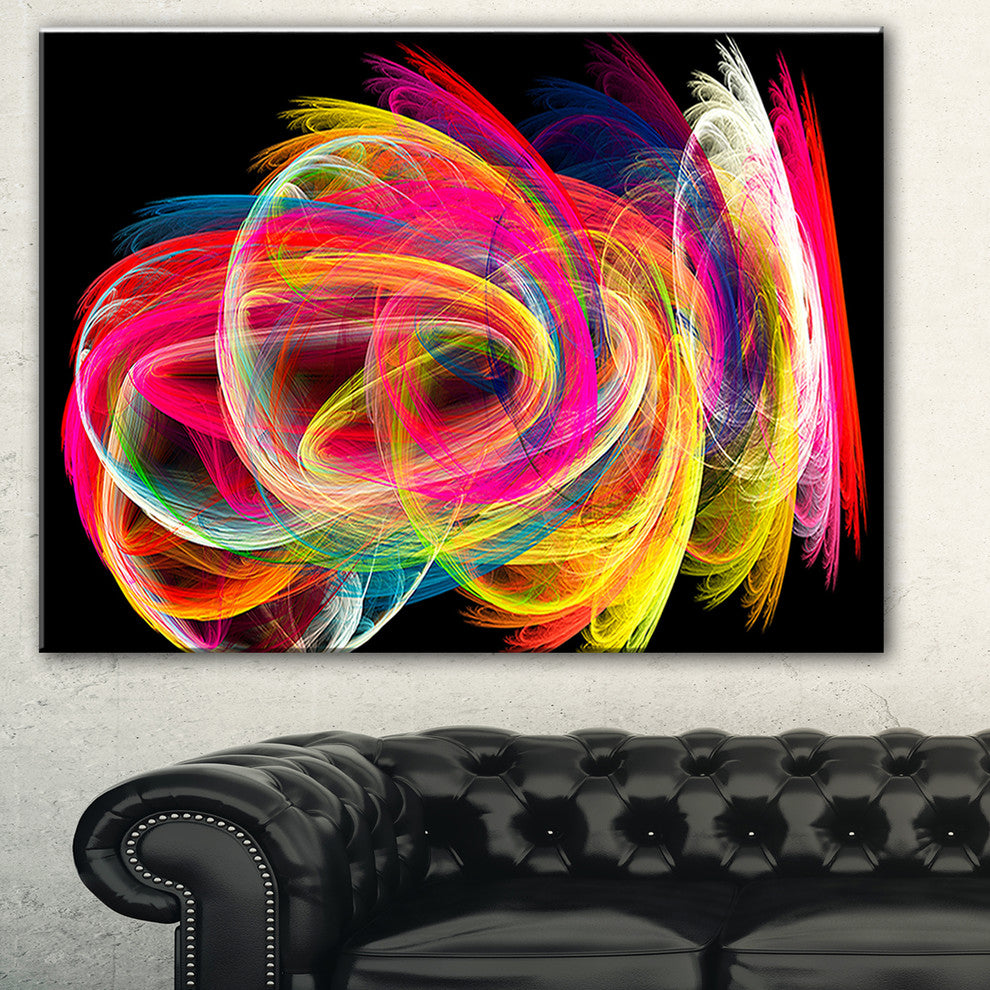 "Colorful Thick Strokes in Black" Abstract Digital Canvas Print