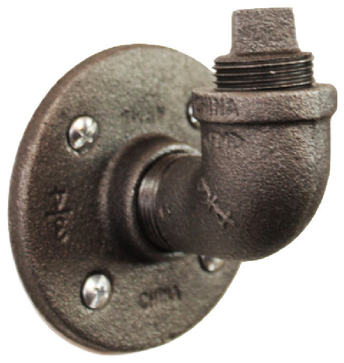 Industrial Pipe Hook bathroom towel hook, Black Pipe, Single, Without Knob