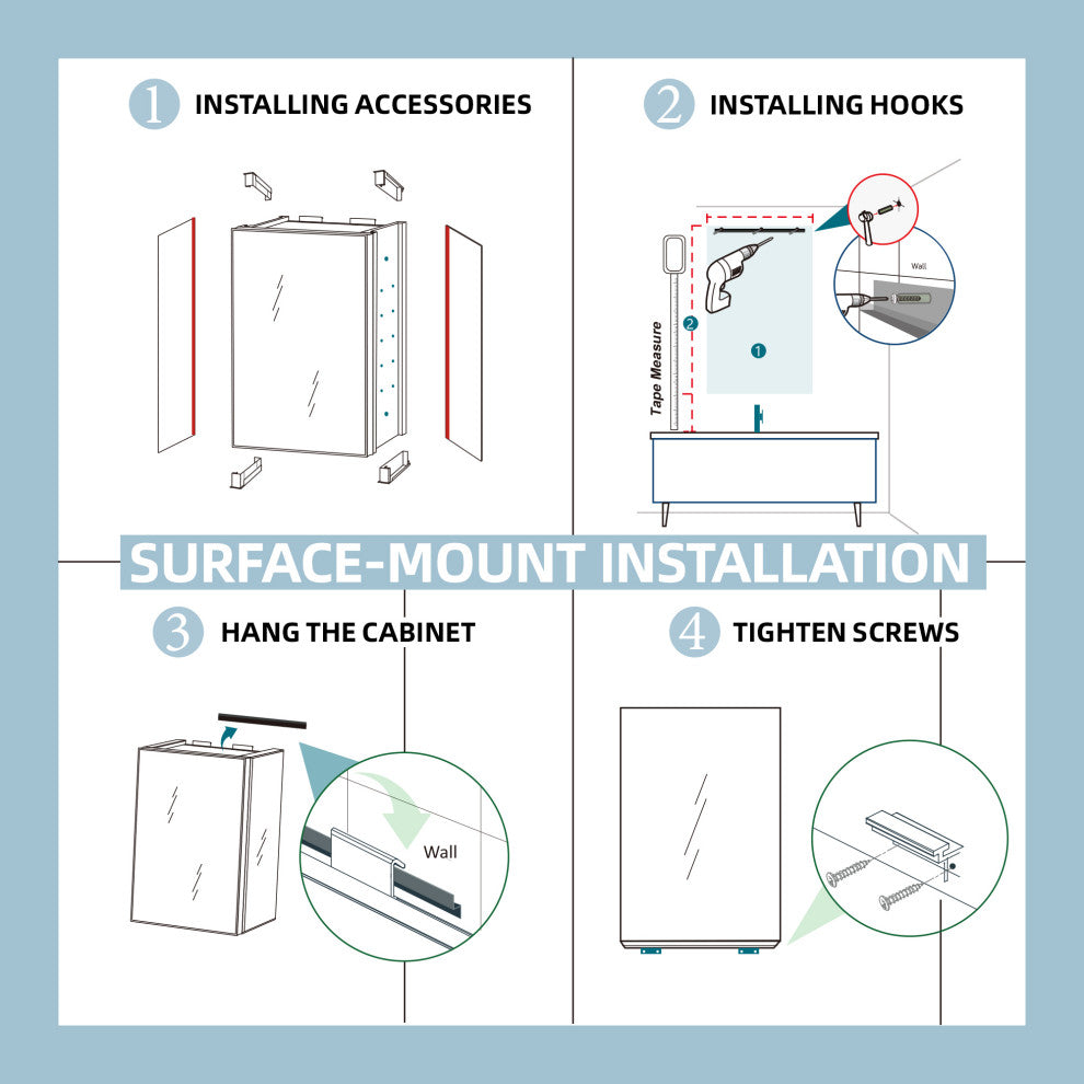 60'' W 30'' H Recessed or Surface Mount Frameless Medicine Cabinet with Mirrors