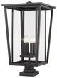 Zlite 571PHXXLS-SQPM-BK 4-Light Outdoor Pier Mounted Fixture, Clear