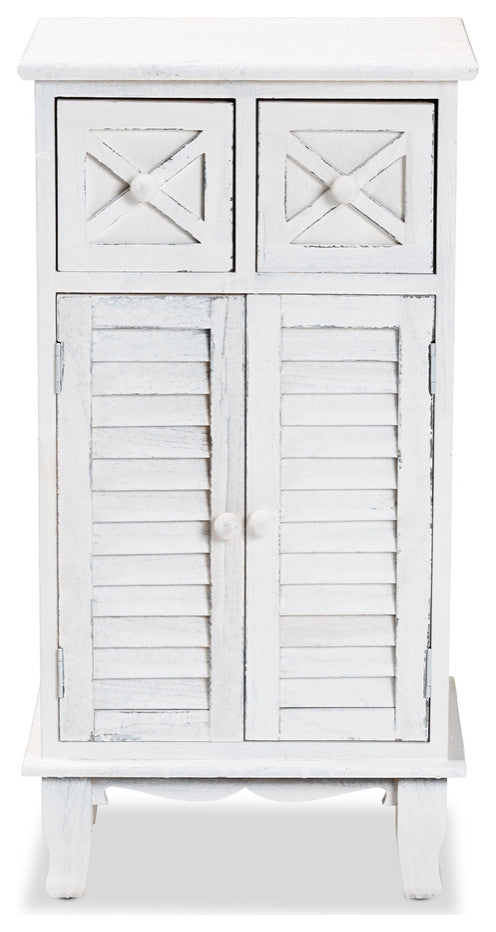 Classic and Traditional Antique White Finished Wood 3-Drawer Storage Unit