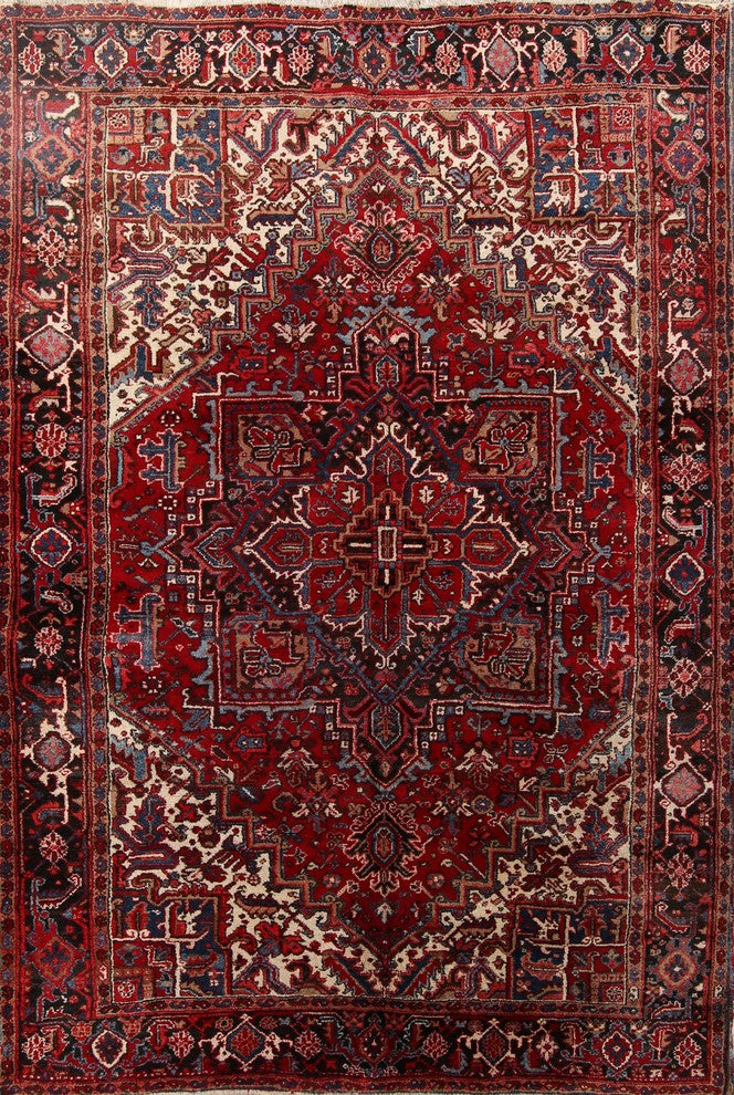 Consigned, Hand Made Persian Traditional Oriental Vintage Area Rug, Red, 8'x11'