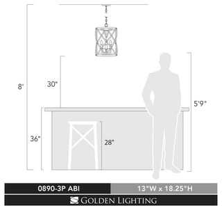 Alcott 3-Light Pendant, Antique Black Iron