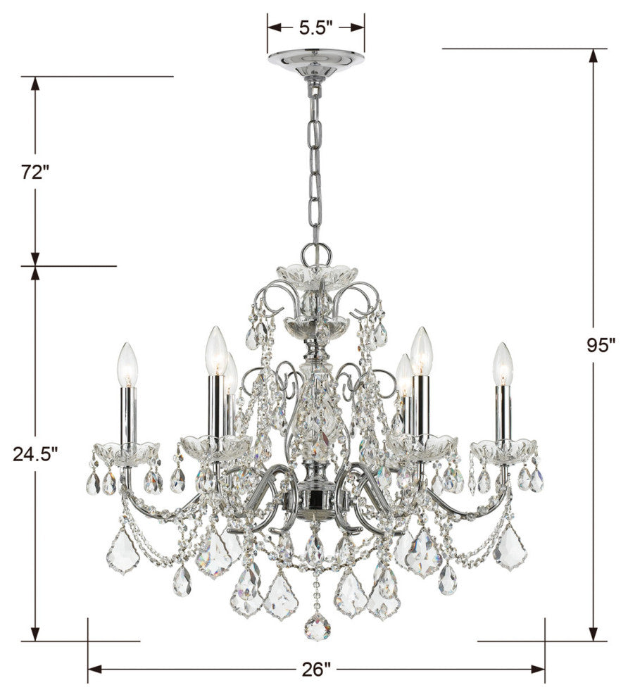 Crystorama 3226-CH-CL-I, 6-Light Chandelier, Polished Chrome