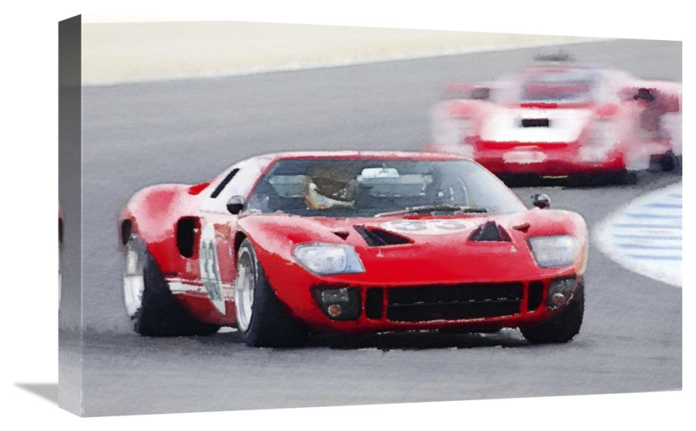 "Ford GT40 Race in Monterey Watercolor" Fine Art Print