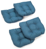 19" U-Shaped Solid Polyester Tufted Dining Chair Cushions, Set of 4, Sea Blue