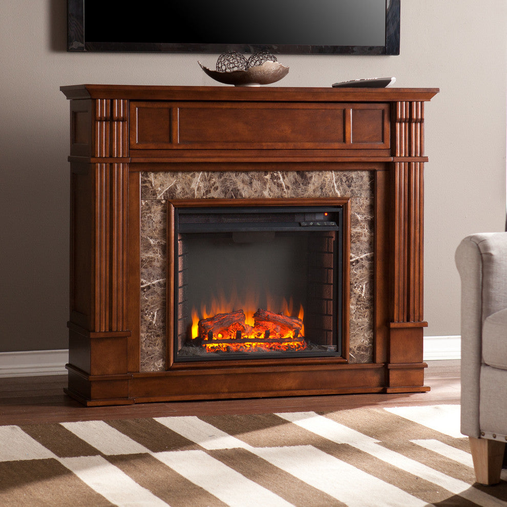 Aragon Faux Stone Electric Media Fireplace
