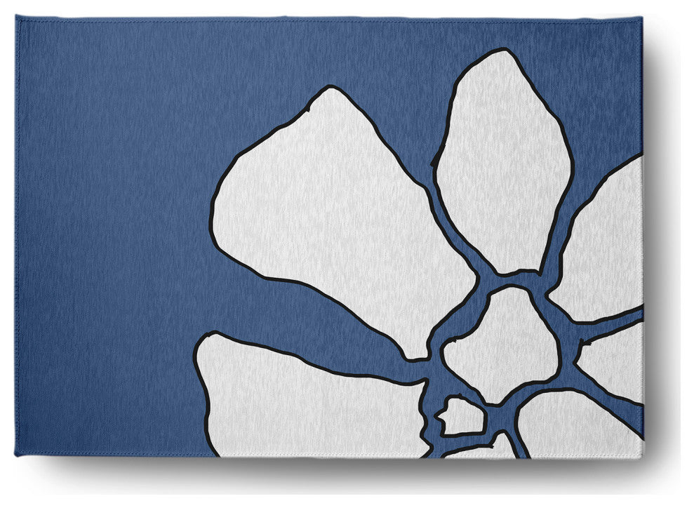 Petal Lines Spring Chenille Rug, Blue, 5'x7'