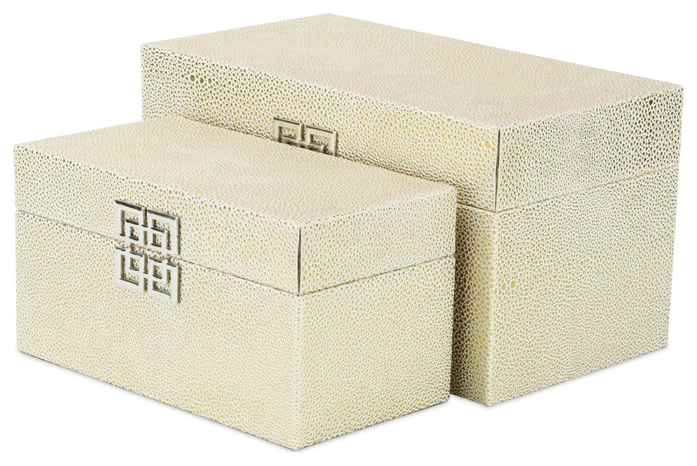 Galena "Double Happiness" Faux Shagreen Box Set, White Gold