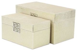 Galena "Double Happiness" Faux Shagreen Box Set, White Gold