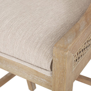 Oneida Rustic Fabric Upholstered Wood and Cane 30 inch Barstools, Set of 2, Beige