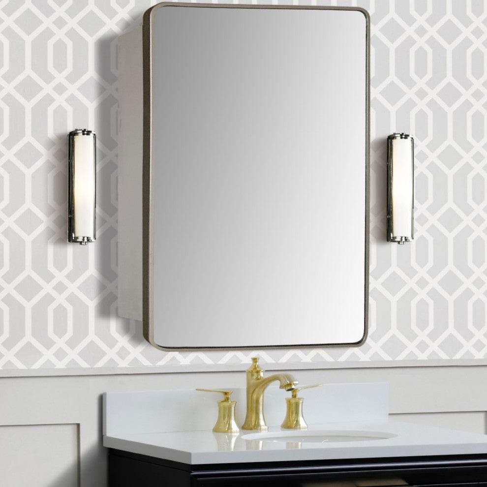 Rectangular Metal Frame Medicine Cabinet, Brushed Silver