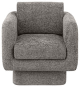 Alessandra Cream Chenille Fabric Swivel Accent Chair, Grey