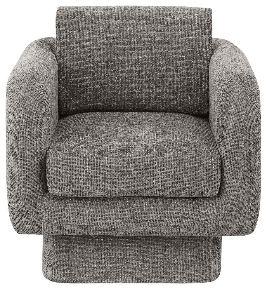 Alessandra Cream Chenille Fabric Swivel Accent Chair, Grey