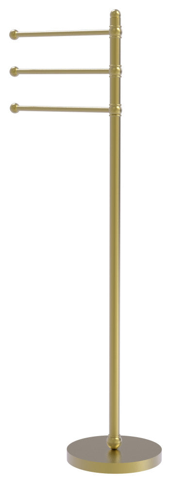 49" Towel Stand with 3 Pivoting Arms, Satin Brass