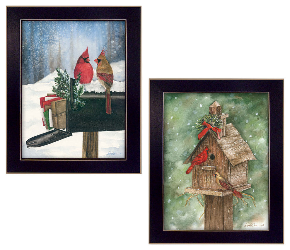 "Winter Cardinals" Collection By Diane Weaver, Printed Wall Art, Black Frame