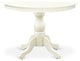Dining Table, Linen White Top Surface, Asian Wood Pedestal Legs Linen White
