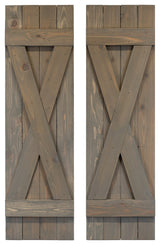 X Board and Batten Exterior Shutters Pair, Stone Gray, 48"