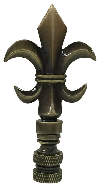 Royal Designs Fleur De Lis Finial, Antique Brass, Single