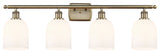 Ballston-Bella 4-Light 36" Bath Vanity Light, Antique Brass, Gloss White