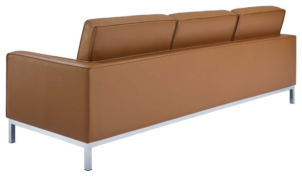 Sofa, Leather, Tan, Modern, Living Lounge Room Hotel Lobby Hospitality