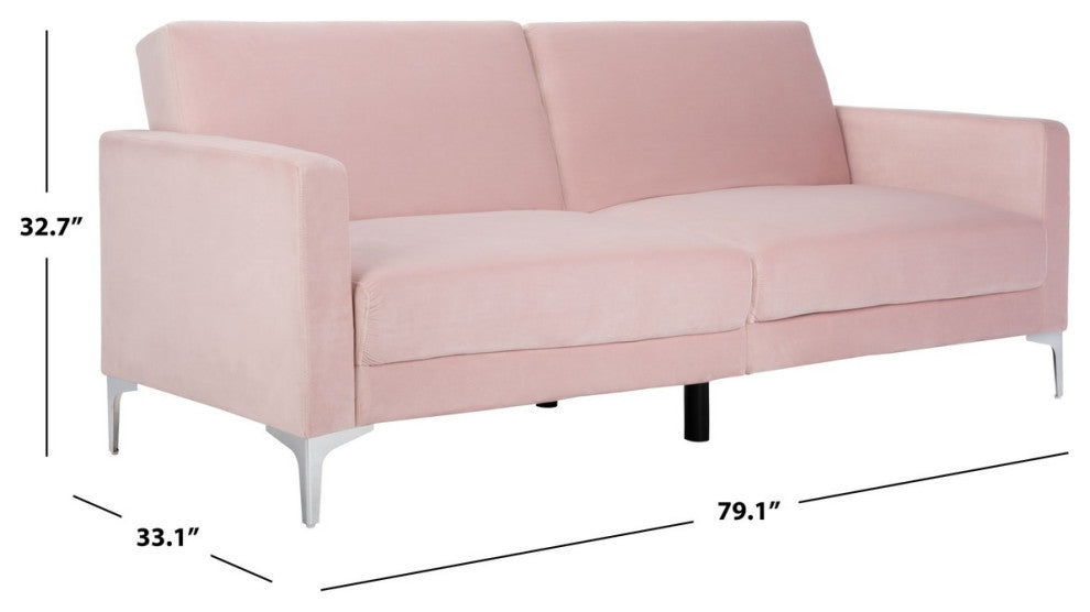 Safavieh Chelsea Foldable Futon Bed, Blush/Chrome