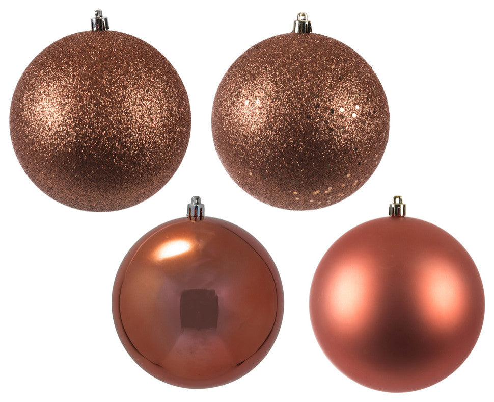 Vickerman N591271A 4.75" Coral 4-Finish Ball Ornament Assortment, 4 per Box