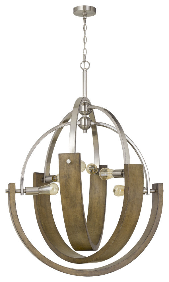 Metal and Wood Ceiling Light Fixture