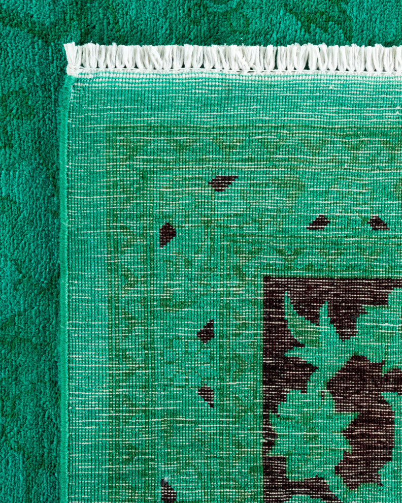 Fine Vibrance, One-of-a-Kind Hand-Knotted Area Rug Green, 9' 3" x 12' 3"